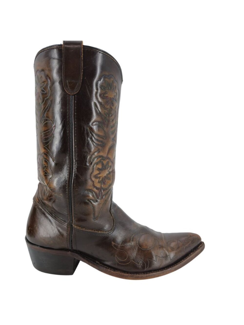 Vintage Unbranded Cowboy Western Boots Mens size 9D Brown Leather Distressed - Picture 10 of 13